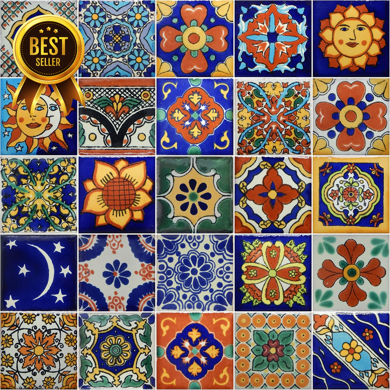 25 Hand Painted Decorative Talavera Mexican Tiles 2