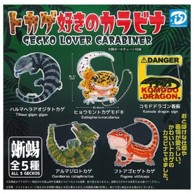 Gecko Liebhaber Karabiner Figur Spielzeug / Gacha Komplettset 5 Kapseln Japan