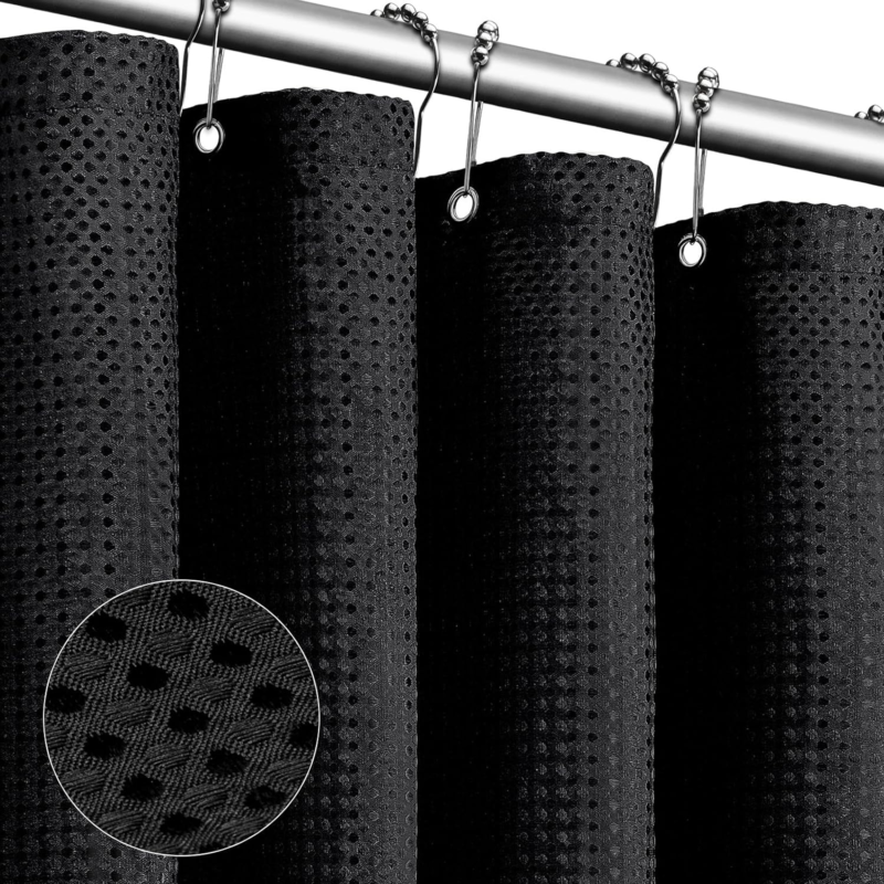 Black Fabric Shower Curtain for Bathroom Hotel Luxury Cloth Shower Curtains with