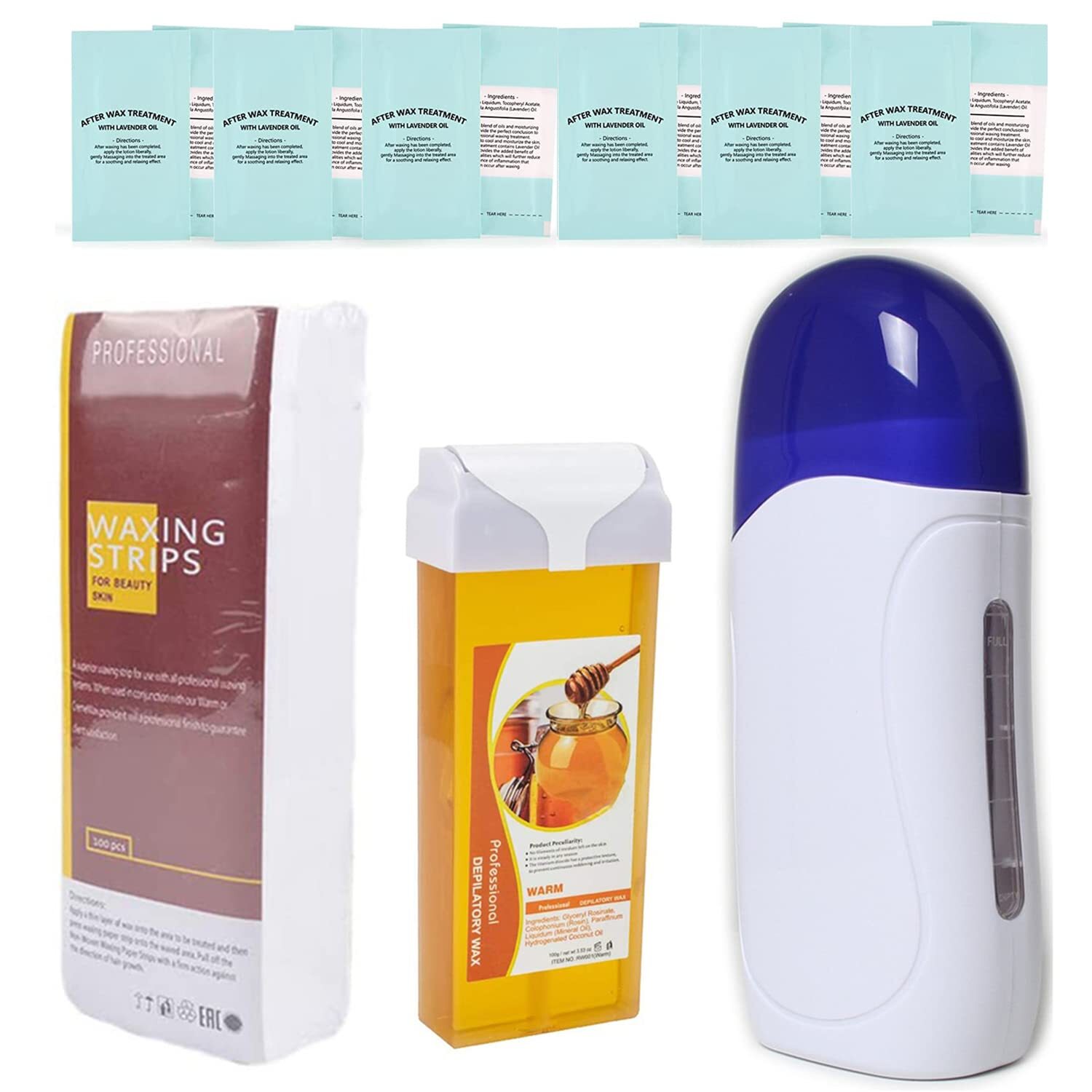 Wax Roller Kit for Hair Removal, Wax Roller Depilatory Wax Heater 1 Wax