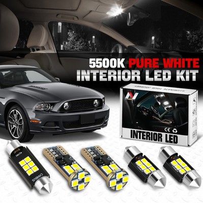 [5шт] Для 10-14 Mustang Белый Canbus Внутренняя светодиодная карта Грузовая лицензионная лампочка