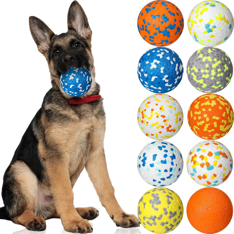 10 Pcs Dog Toy Ball for Aggressive Chewers Interactive Dog Ball for Boredom and Stimulating Bouncy Floating Rubber Toy for Large Medium Small Puppy(3 Inch,Bright Color)