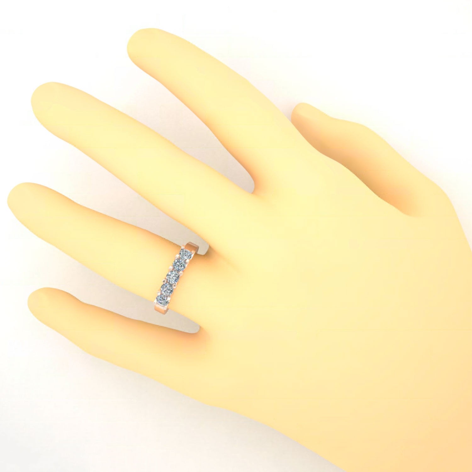 Pre-owned Jewelwesell 1ct Round Brilliant Cut Diamond 5stone Wedding Band Ring 14k Rose Gold I Si2