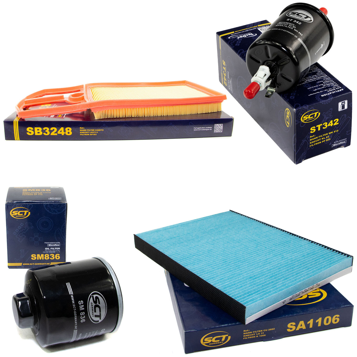 Kit de filtres SCT carburant, huile, air, intérieur pour Seat Arosa VW Lupo Polo 1.4 