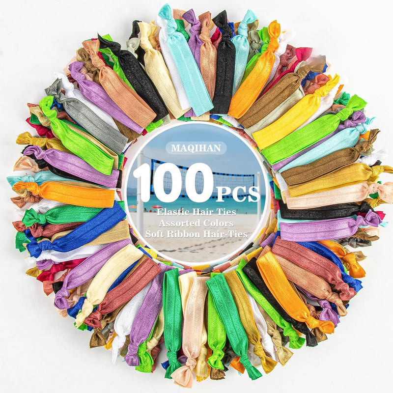 100 PCS Soft Ribbon Hair-Ties - Elastic No Crease Ribbon, Knotted Hair Tie 20