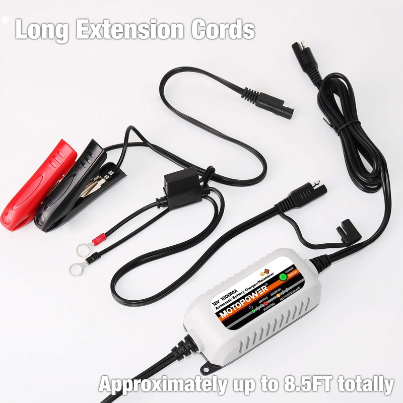MP00205B 12V 1000mA Automatic Battery Charger, Battery Maintainer, Trickle Charg