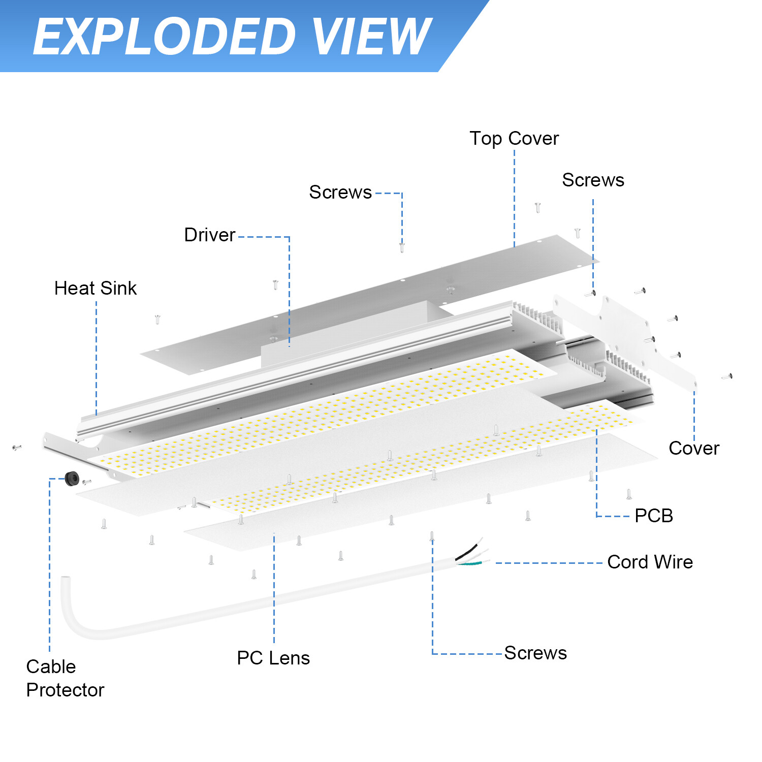 22500LM - 150W LED Linear High Bay Shop Light Warehouse Factory Hanging Fixtures