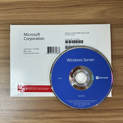 Microsoft Windows Server 2022 Standard 64Bit English 16 Core DVD & KEY US STOCK