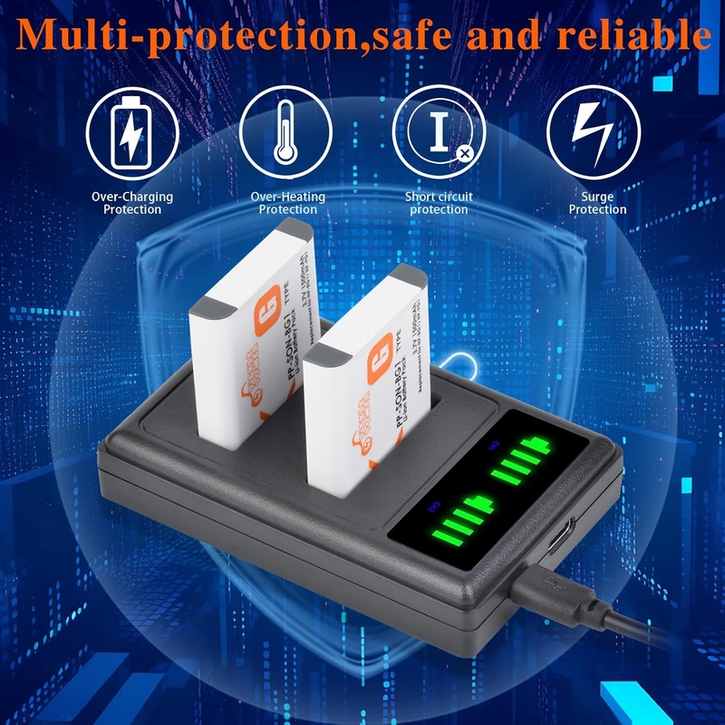 NP-BG1 BG1 NP-FG1 Battery and LED USB Dual Charger for Sony Cybershot DSC-HX5V,