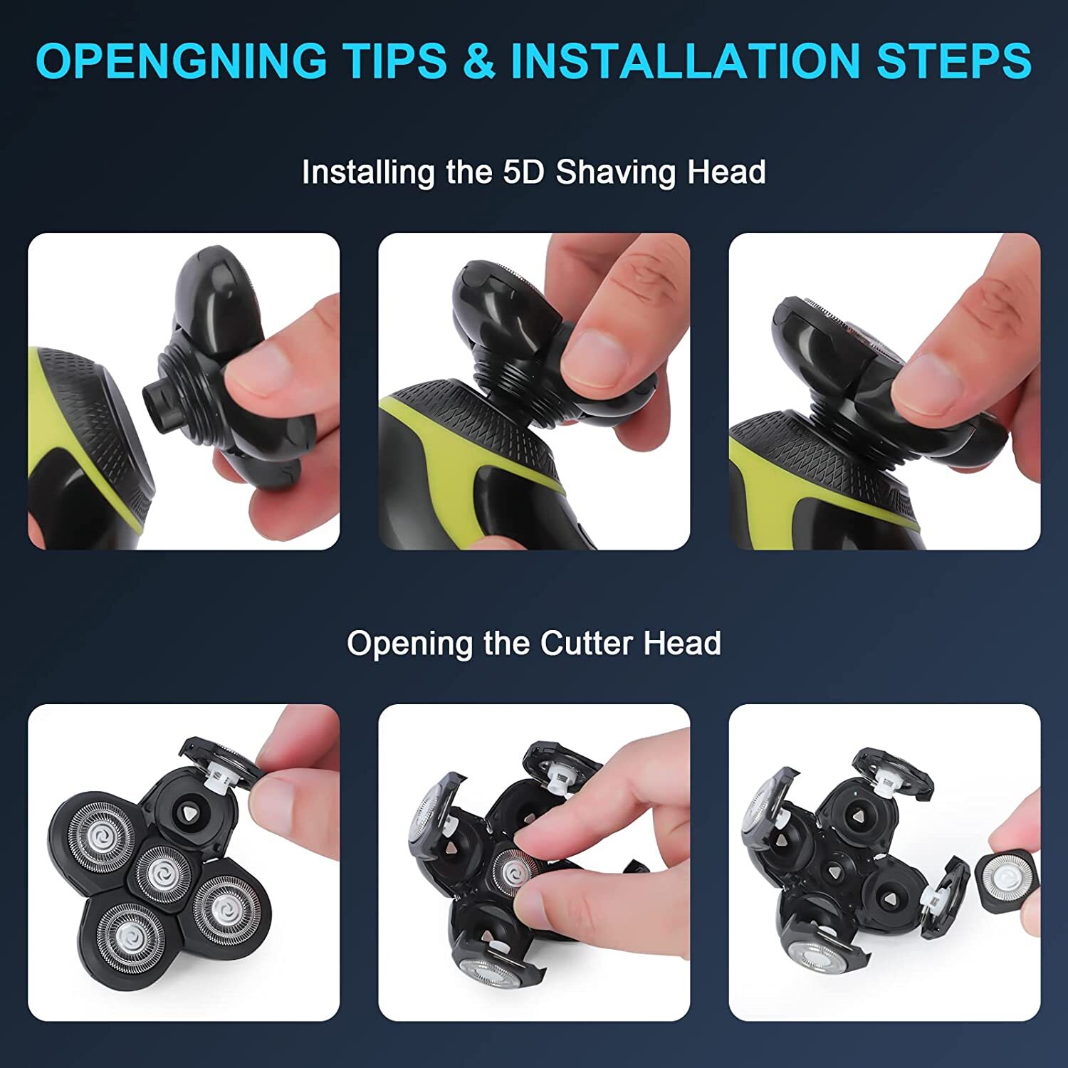 2Pcs 5 Head Blade Beard Shaving Cutter Replacement For Electric Razor Shaver