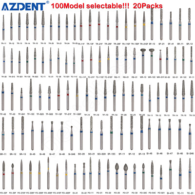 100pcs AZDENT Dental Diamond Burs For High Speed Handpiece Friction Grip 1.6mm
