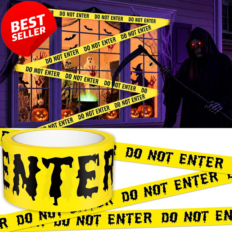 Halloween Caution Tape 2in x 90ft Do Not Enter Warning Tape Yellow Black - US
