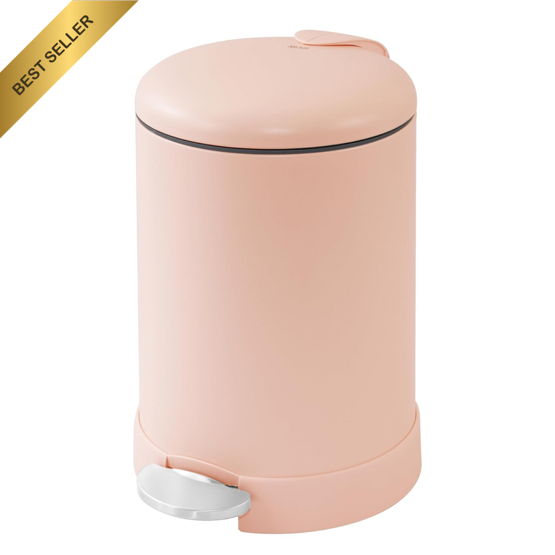 Small Trash Can, 1.2 Gallon | round Stainless Steel Garbage Bin with Soft Close