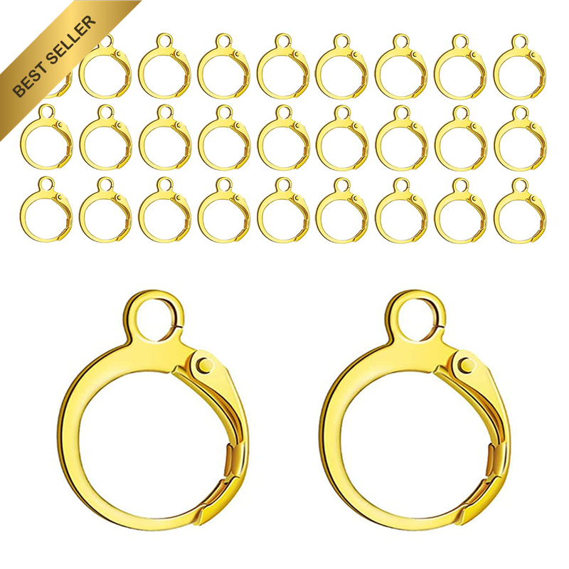 Leverback Earring Hooks 60Pcs French Ear Wire Lever Back Earwire for Jewelry Mak