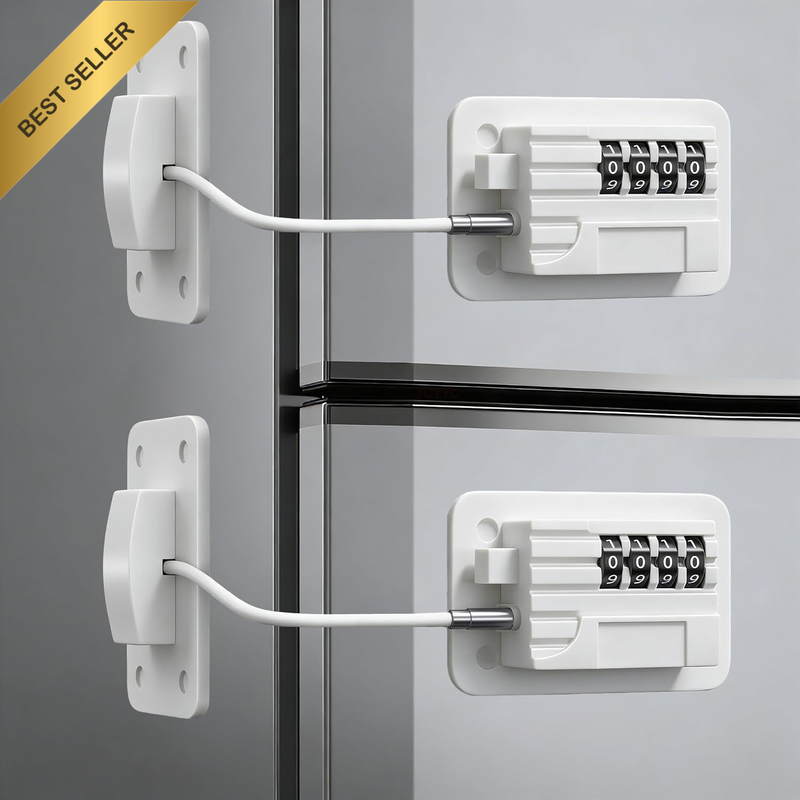 2PCS 4-Digit Combination Fridge Lock Child Safety, No Drill Adhesive Installatio