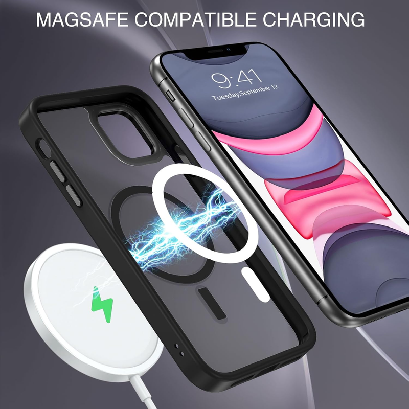 Case for iPhone 11 Case,[Compatible with MagSafe] Slim Translucent Matte Magneti