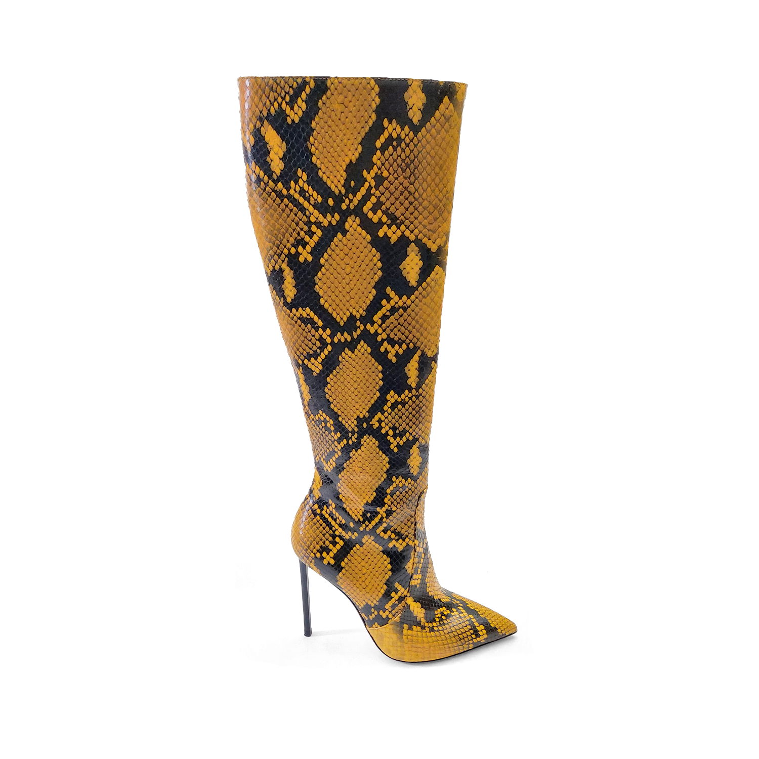 Bally Barbra 105 Yellow Python Print Leather High-heeled Bally Barbra 105 Yellow Python Print Leather High-heeled
