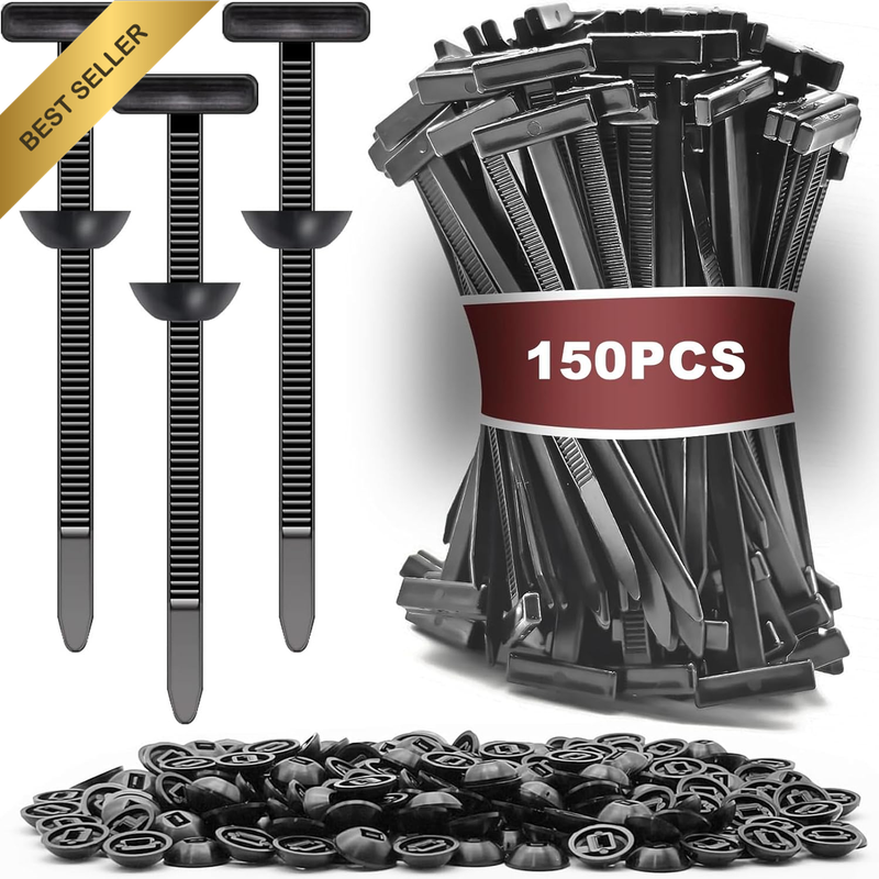 Nylon Universal Cable Tie Buckle -150 Pack Heavy Duty Self-Locking Push Pin Desi