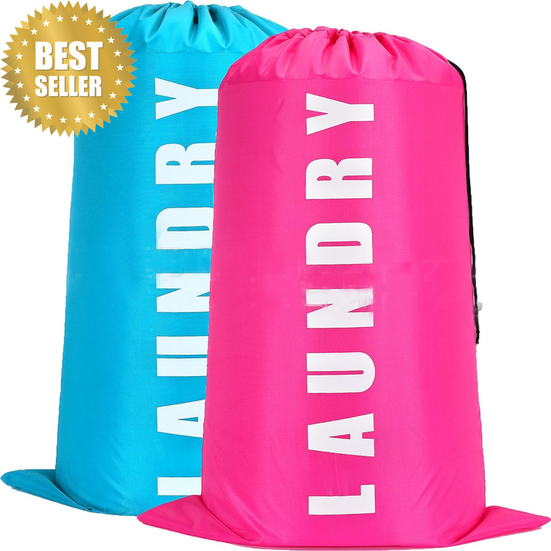 2-Pack XL Travel Laundry Bag, Machine Washable Dirty Clothes Organizer, Large En