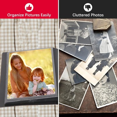  Photo Album 5X7 Holds 64 Photos Black Inner Pages With Strong Elastic Ban