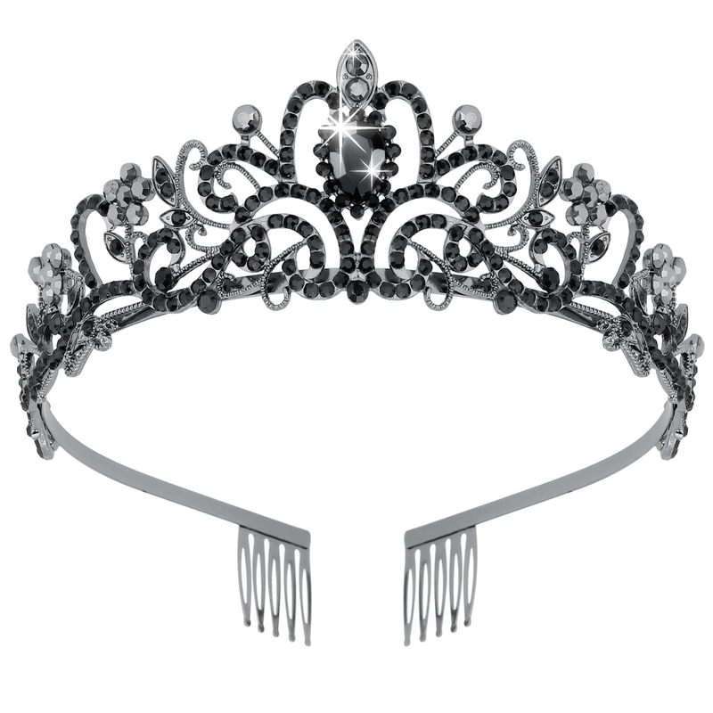 Tiaras for Women, Black Crystal Crowns for Women Princess Crown Tiaras and Crown