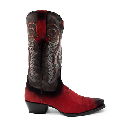 Pre-owned Ferrini Womens Roughrider V-toe Red Leather Cowboy Boots