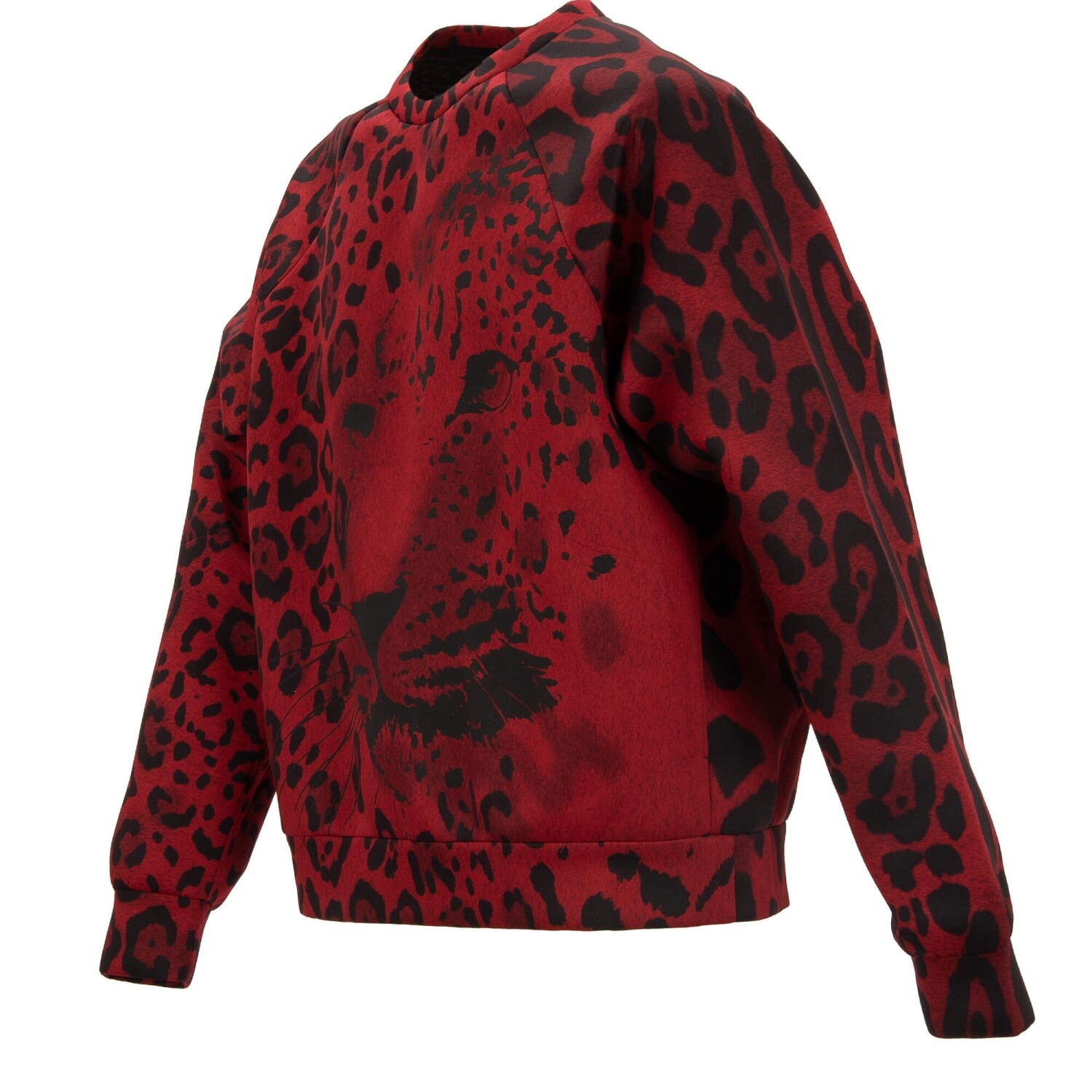 Pre-owned Dolce & Gabbana Oversize Leopard Face Print Sweater Pocket Red Black 13459