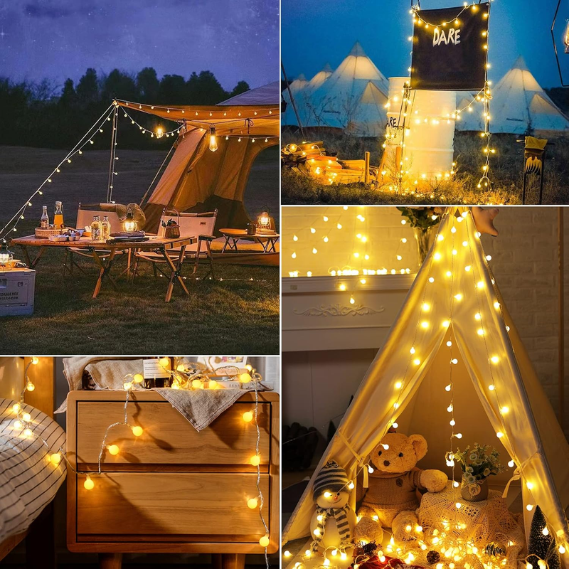 33 FT 100 LED Globe Ball String Lights, Fairy String Lights Plug in, 8 Modes wit