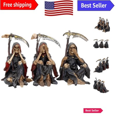 Handcrafted Reaper Trio Figurines - Fine Resin Wisdom Decor for All Spaces