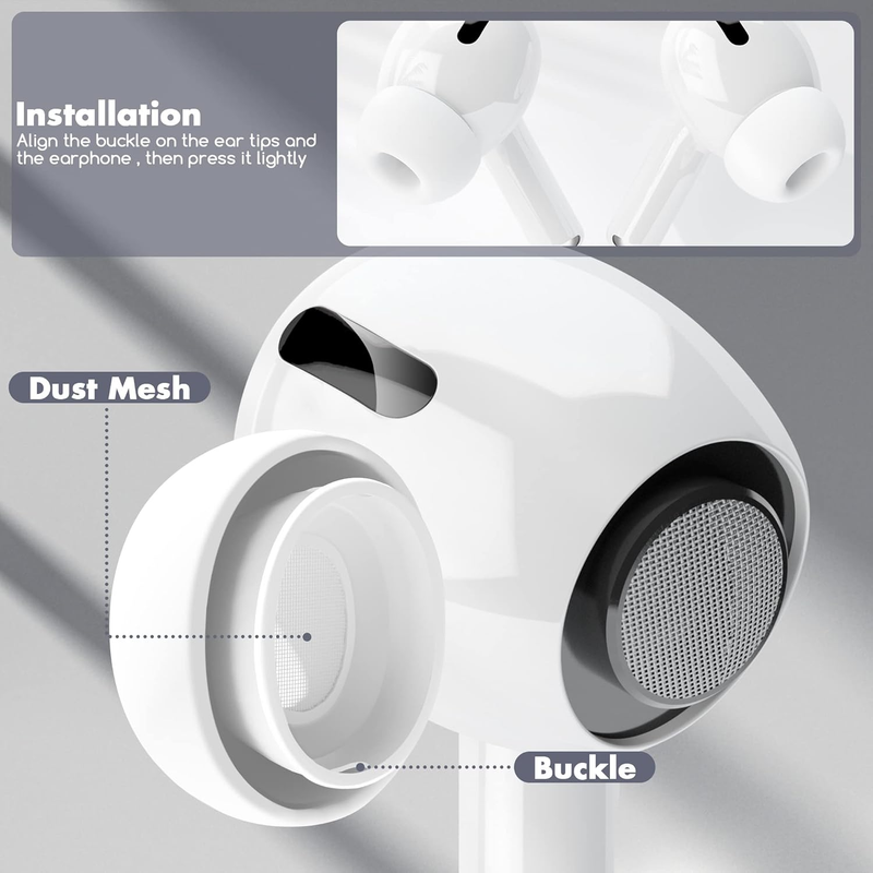 4 Pair Medium Silicone Earbuds for AirPods Pro/AirPods Pro 2 with Noise Cancella