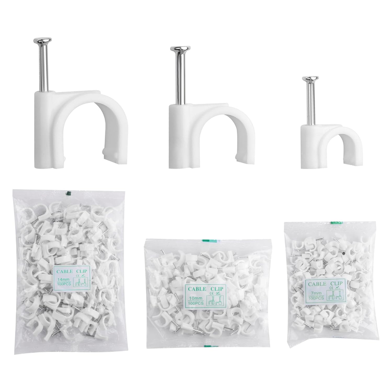 300Pcs Cable Clips with Steel Nails 7Mm 10Mm 14Mm Wire Holders Durable, UV Resis