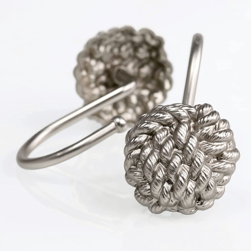Decorative Shower Curtain Hooks Rings:  Rust Proof Brushed Nickel Metal Shower C