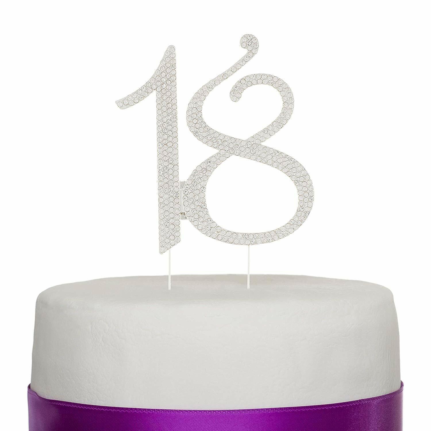 18 Cake Topper, 18th Birthday Party Silver Decoration