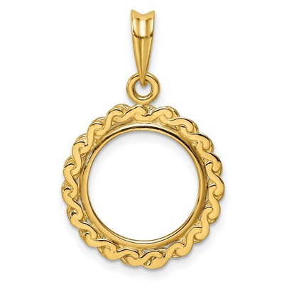 Pre-owned Jewelry Stores Network 14k Yellow Gold Chain Style Prong Set China 1/20 oz Panda Coin Bezel