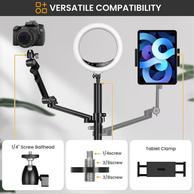 Camera Arm Mount Desk Stand: Heavy Duty DSLR Desktop Mount Camera Stand with Tab