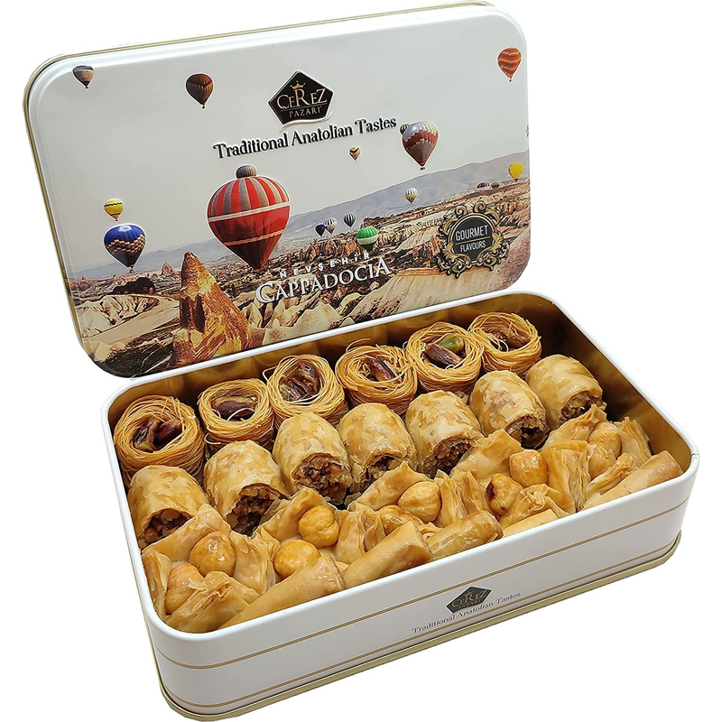 Premium Assorted Baklava Pastry Gift Basket Box 8.47 oz 22-23 pcs