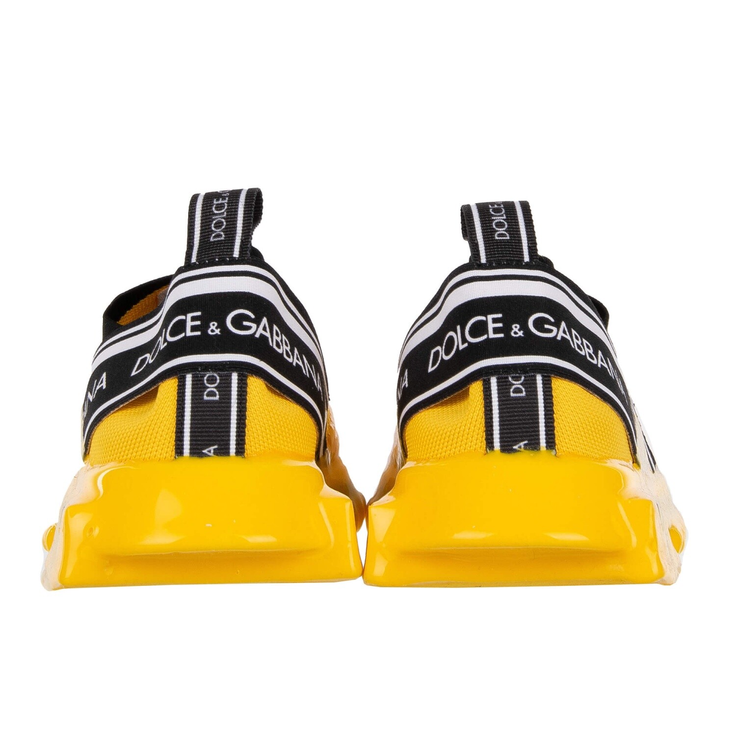 Pre-owned Dolce & Gabbana Slip-on Sneaker Shoes Sorrento Logo Stripes Yellow Black 09399