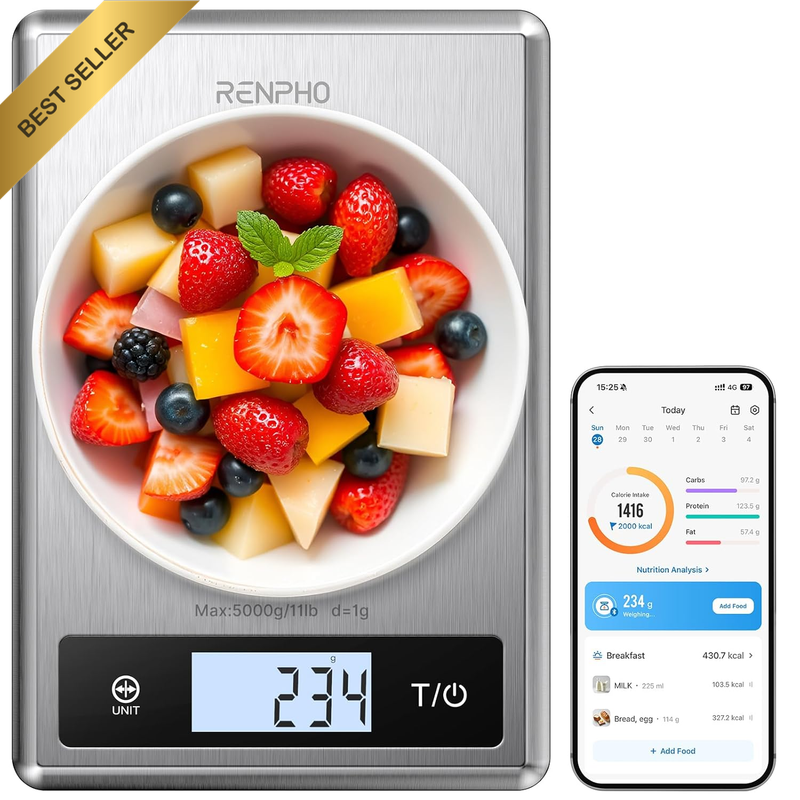 Digital Food Scale, Kitchen Scale for Baking, Cooking and Coffee with Nutritiona