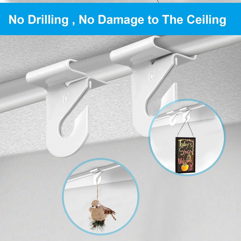 34 Pcs Ceiling Hooks, Durable Heavy Duty Aluminum Alloy Ceiling Hangers White Dr