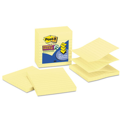 Post-it Pop-up Notes Super Sticky Pop-up Notes Refill Lined 4 x 4 Canary Yellow