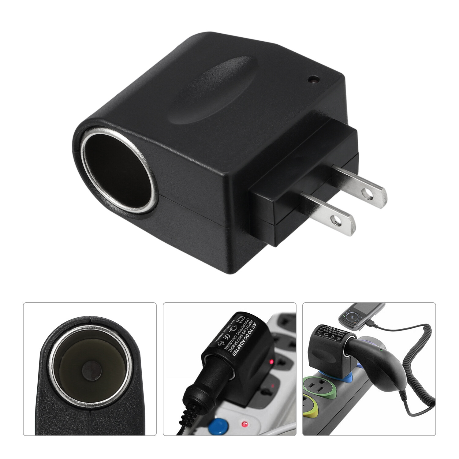 AC Wall Outlet To 12V DC Cigarette Lighter Car Socket Adapter Cell