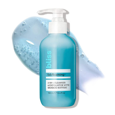 Bliss Fab Foaming 2-In-1 Cleanser and Exfoliator with Bamboo Buffers - 6.4 Fl Oz