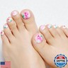 GLAMERMAID Press on Toenails Short, Spring Summer Pink White Ombre Gel Glue on Toe Nails, Glossy Toe Nails Reusable UV Finish Fake Nails Acrylic False Nails Manicure Kits for Women