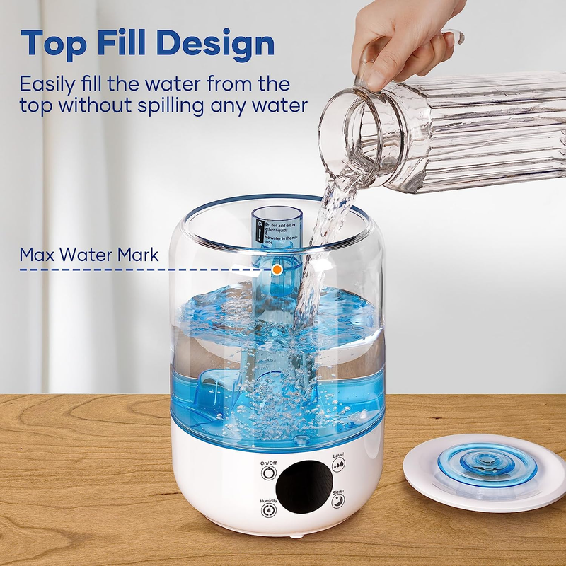 Cool 3L Mist Humidifier for Bedroom Home Baby Nursery, Auto-Off Filterless