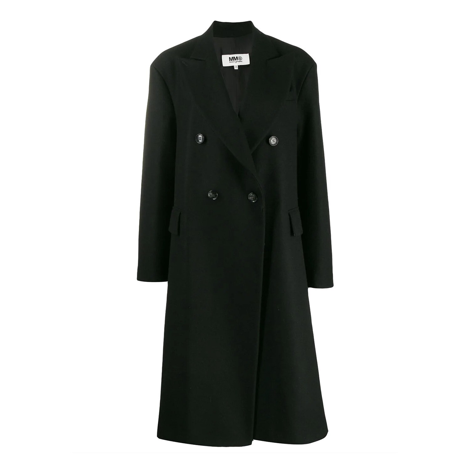 Pre-owned Martin Mm6 Maison Margiela Oversized Double Breasted Long Coat Black