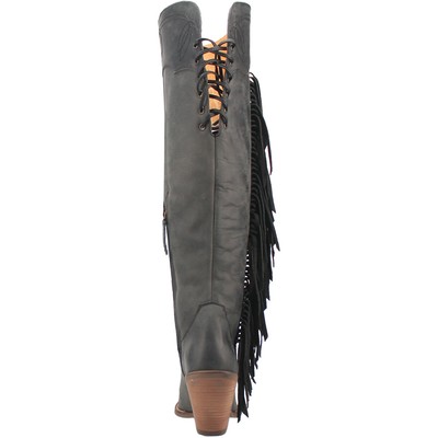 Pre-owned Dingo Womens Sky High Black Leather Fashion Boots
