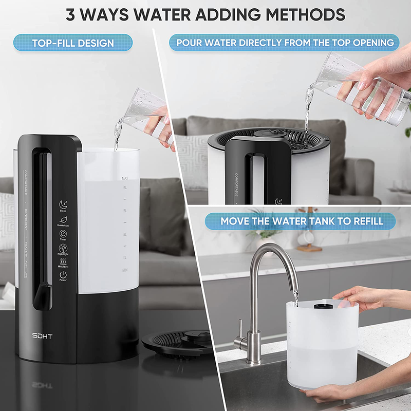 Humidifiers for Bedroom,4L Humidifier for Large Room,Top Fill Cool Mist Humidifi