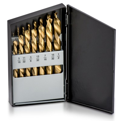 10037A Left-Hand Drill-Bit Set, High-Speed Steel Drills with Titanium Nitride...