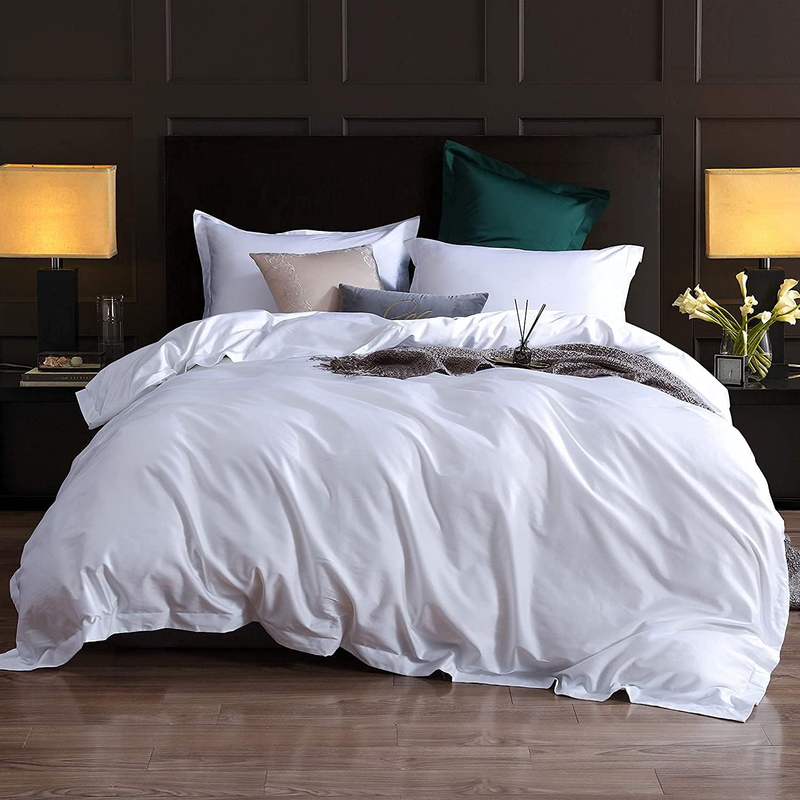 Queen Duvet Cover 1000 Thread Count 100% Egyptian Cotton Luxury Hotel Quality White Quilt Cover & Pillow Sham - 3 Piece All Season Duvet Cover Set with Zipper Closure, Corner Ties