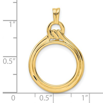 Pre-owned Jewelry Stores Network 1980-now 1/10 oz Krugerrand Prong Set Loop & Knot Coin Bezel In 14k Gold